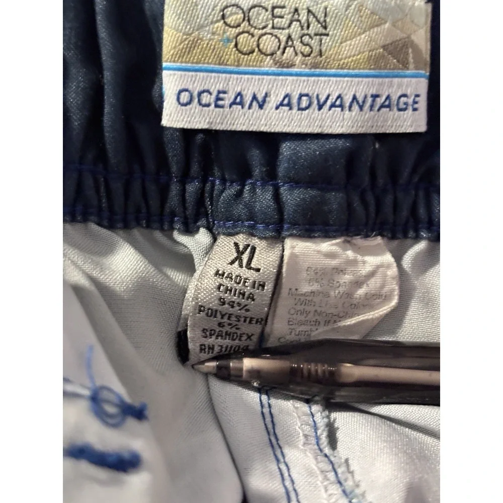 Ocean Coast Advantage Summer Green Blue White Graphic Board Shorts XL 38x10